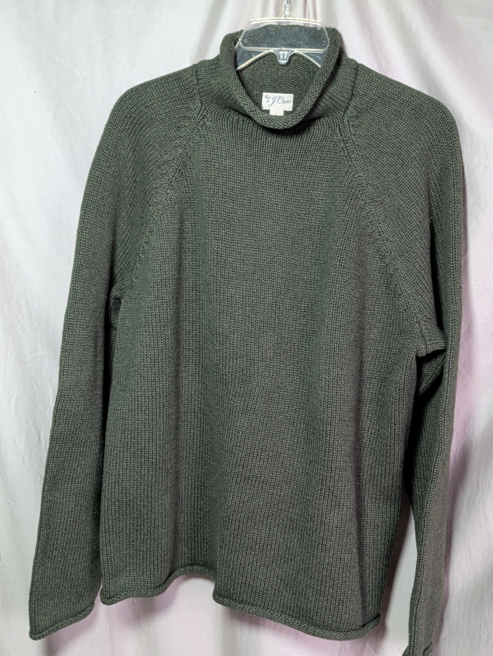 J. Crew Men's Cotton Sage Turtleneck Knit Sweater Chunky Vacation Resort